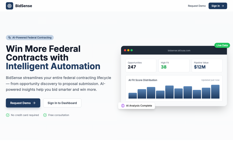 BidSense — live screenshot