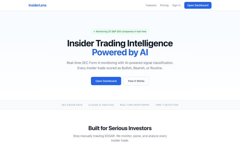 InsiderLens — live screenshot